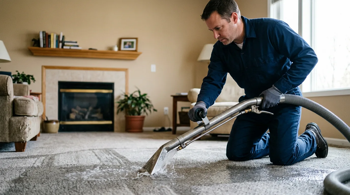 Water damage restoration technician working near Hardwick, MA